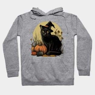 Vintage Halloween Black Cat Witch Retro Cute Super Cool Best Gift Hoodie